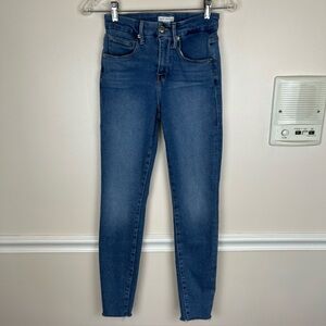 Good American Always Fits Good/High Waist Raw Hem Skinny Jeans, Indigo, Sz 2/26
